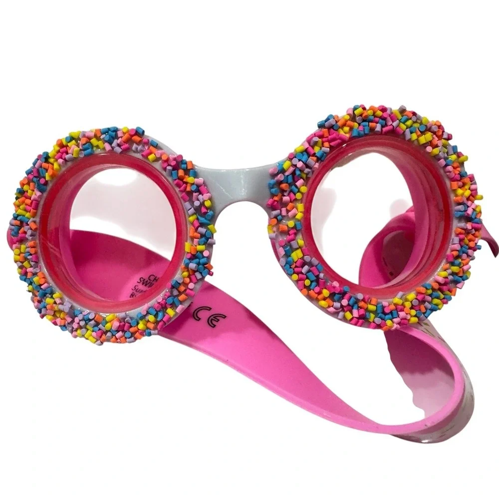 Bling2O Pink‎ Sprinkles Round Swim Goggles Kids Adjustable Strap Novelty